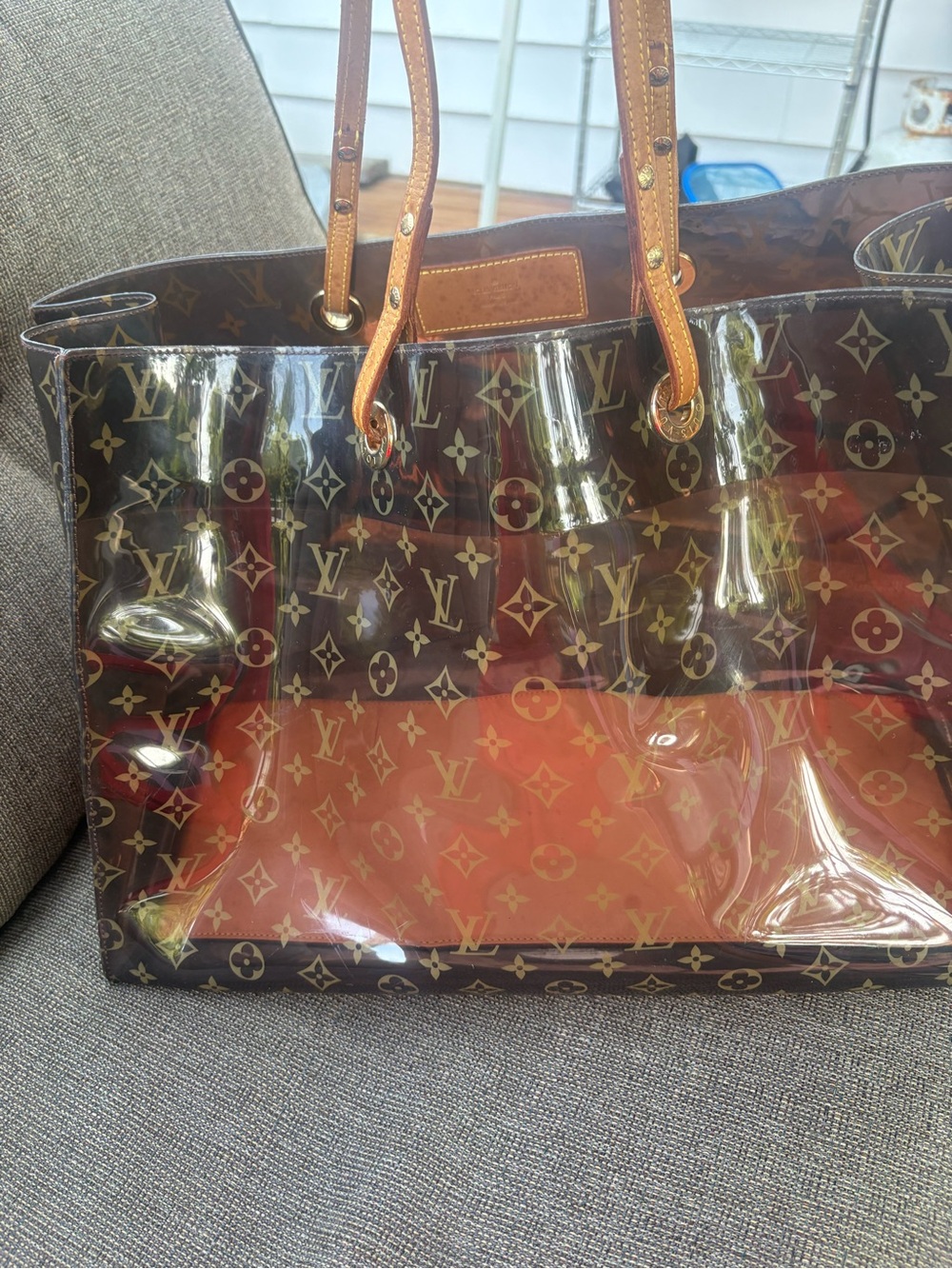 Louis Vuitton Monogram Clear Cabas GM Tote with Brown Trim - Picture 2 of 16